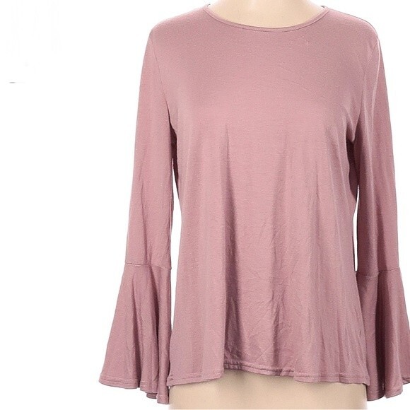 She + Sky long sleeve split tie back pink top size large - Picture 1 of 7